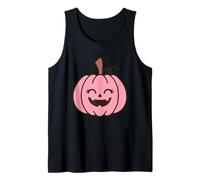 Calabaza Rosa Sonriente Feliz Halloween Camiseta sin Mangas