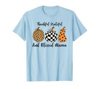 Calabazas a Cuadros Leopardo Thankful Grateful Blessed Mama Camiseta