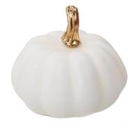 Calabazas artificiales con acabado de arpillera, elementos perfectos para darle estilo a la decoración de tu mesa de cena de Acción de Gracias (blanco)