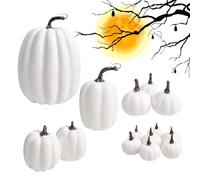 Calabazas artificiales de caso, decoración de calabazas, juego de decoración de calabazas, 14 piezas, cosecha de Halloween, decoración de mesa para fiestas de Acción de Gracias, Otoño, Farmhouse Porch