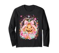 Calabazas Coquette Preppy Stripe Spooky Girls para Mujer Manga Larga