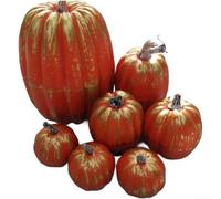 Calabazas de espuma pintadas a mano, 7 piezas, decoración de mesa de otoño | Centro de mesa perfecto, acento de corona, relleno de cuencos, exhibición de jarrones, tema de cosecha de granja