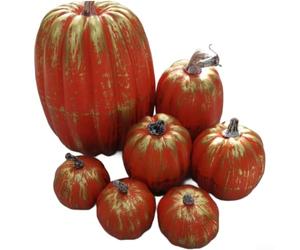 Calabazas de espuma pintadas a mano, 7 piezas, decoración de mesa de otoño | Centro de mesa perfecto, acento de corona, relleno de cuencos, exhibición de jarrones, tema de cosecha de granja