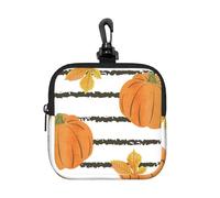 Calabazas y Hojas de otoño,Bolsa de Almacenamiento Cuadrada con Cremallera, Monedero de Neopreno, Carteras pequeñas, Monedero pequeño, Monedero