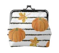 Calabazas y Hojas de otoño,Monedero de Piel sintética, Carteras pequeñas, Monedero con Cierre de Broche
