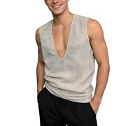 Calado Camiseta de tirantes sexy sin mangas con cuello en V para hombre de rejilla transparente para hombre sexy camiseta de malla camiseta deportiva Tank Top Fitness Transpirable Disco Danse Party