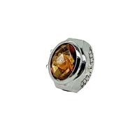 Calager Reloj de correa flexible ajustable con diamantes de imitación coloridos con tapa abatible, diseño retro, esfera ovalada para mujer, marrón, Estilo de esfera