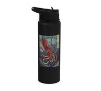 Calamar Gigante Arte Japonés Océano Stainless Steel Insulated Water Bottle