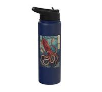 Calamar Gigante Arte Japonés Océano Stainless Steel Insulated Water Bottle