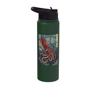 Calamar Gigante Arte Japonés Océano Stainless Steel Insulated Water Bottle