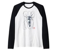 Calamar Gigante - Estilo Japonés con Sello Kanji Camiseta Manga Raglan