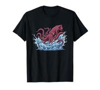 Calamar Gigante Que se Levanta de Las Olas Sea Kraken Camiseta
