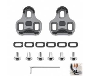 Calas de Bicicleta Carretera 3 Agujeros, Placas 4,5° Flotación, Compatible con Look Keo Bike Pedales, Tacos Antideslizantes con Tornillos para Zapatillas Ciclismo, Pedales Gris MTB Road Cleat