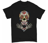 Calavera Arms Crossed T-Shirt Dia De Los Muertos Day of The Dead Men's tee Black M