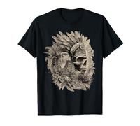 Calavera Azteca emplumada Maya Mexicana indígena Azteca Camiseta