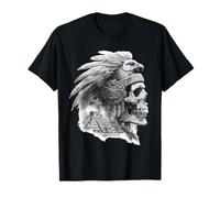 Calavera Azteca emplumada Maya Mexicana indígena Azteca Camiseta