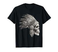 Calavera Azteca Maya Mexicana emplumada indígena Azteca Camiseta