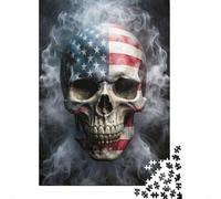 Calavera Bandera Americana Puzzle para Adultos Puzzle de 1000 Piezas Arte Humo Relajación Decoración Hogar 70x50cm/1000pcs