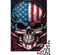 Calavera Bandera de Estados Unidos Puzzle de 1000 Piezas Puzzle para Adultos Papel Juego de Puzzle 1000 Piezas Relajante Decoración 70x50cm/1000pcs