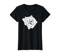 Calavera Cabeza Esqueleto Rosa Halloween Negro Gótico Camiseta gráfica económica, Mujer, Negro, L