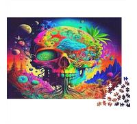 Calavera Colorida Arte Puzzle de 1000 Piezas Papel Puzzle para Adultos Fantasía Psicodélica Puzzle para Toda la Familia Decoración Relax Regalo 70x50cm/1000pcs