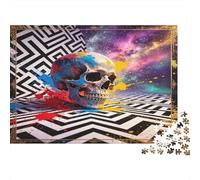 Calavera Colorida Geometría Psicodélica Puzzle de 1000 Piezas Papel para Adultos Relajación Decoración Regalo Familiar 52x38cm/1000pcs