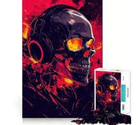 Calavera con Auriculares - Rompecabezas Abstracto de 1000 Piezas para Adultos Mejora la Memoria Alegría Familiar Diseño para armar Elige tu Deseo de Papá Noel 38x26cm
