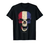 Calavera con Bandera de Paraguay Skull Camiseta Unisex Manga Corta T-Shirt Black, Multicolor S