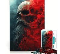 Calavera con Humo Rojo, Rompecabezas de 1000 Piezas para Adultos, Juguete para ejercitar la Mente, diversión compartida, Arte de Corte preciso 38x52cm