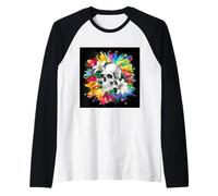 Calavera con Lirios para godos y emos Camiseta Manga Raglan