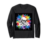 Calavera con Lirios para godos y emos Manga Larga