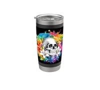 Calavera con lirios para godos y emos Vaso térmico de acero inoxidable de doble pared