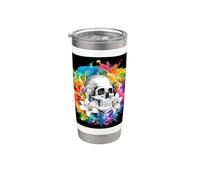 Calavera con lirios para godos y emos Vaso térmico de acero inoxidable de doble pared