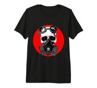 Calavera con máscara de Gas y Gafas Steampunk de Terror Halloween Camiseta Premium