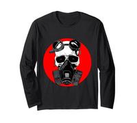 Calavera con máscara de Gas y Gafas Steampunk de Terror Halloween Manga Larga
