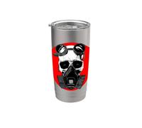Calavera con máscara de gas y gafas steampunk de terror Halloween Vaso térmico de acero inoxidable de doble pared
