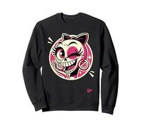 Calavera coqueta con moño y aretes grandes en estilo caricat Sudadera
