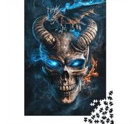 Calavera Cornuda Dragón Arte Fantasía Puzzle de 1000 Piezas Papel para Adultos Elemento Humo Decoración Hogar Juego Familia Regalo 38x26cm/1000pcs