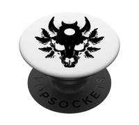 Calavera Cornuda Mística Eclipse Celestial PopSockets PopGrip Adhesivo