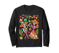 Calavera de azúcar Mexicana Sugar Skull Día de los Muertos Manga Larga