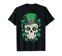 Calavera de azúcar trébol San Patricio día de los Muertos Mexicano Camiseta