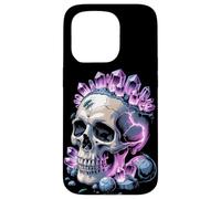 Calavera De Cristal Con Rayos Y Energía De Amatista Carcasa para iPhone 15 Pro