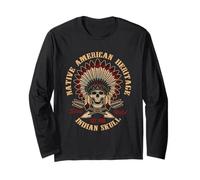 Calavera de esqueleto nativo americano, guerrero nativo americano Manga Larga