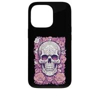 Calavera de Flores romántica de Estilo gótico Carcasa para iPhone 13 Pro