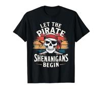 Calavera de Halloween Deja Que comiencen Las travesuras Piratas Camiseta gráfica económica, Hombre, Negro, M