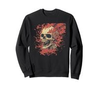 Calavera divertida con fuego y llamas para los amantes de los esqueletos Sudadera