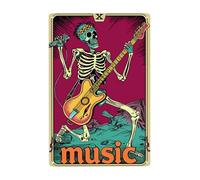 Calavera Divertida Rockera, Música Rockera Decorativa Letrero De Estaño Decoración Metal Cartel Divertida Carteles De Pared De Metal Para Salón Tienda Pub 20X30Cm
