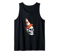 Calavera esqueleto con un cono de tráfico como sombrero Novedad Humor Camiseta sin Mangas