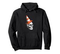 Calavera esqueleto con un cono de tráfico como sombrero Novedad Humor Sudadera con Capucha