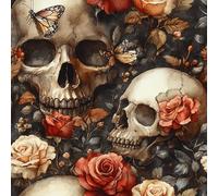 Calavera Estilo Gótico Papel Pintado Autoadhesivo Vintage Floral 44x1000 cm Papel de Pared Removible Impermeable Estilo Vinilo PVC Pegatina es Estante del cajón de la cubierta del rodillo A-239